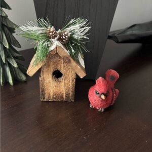 Source Unknown Rustic Birdhouse with Red Cardinal